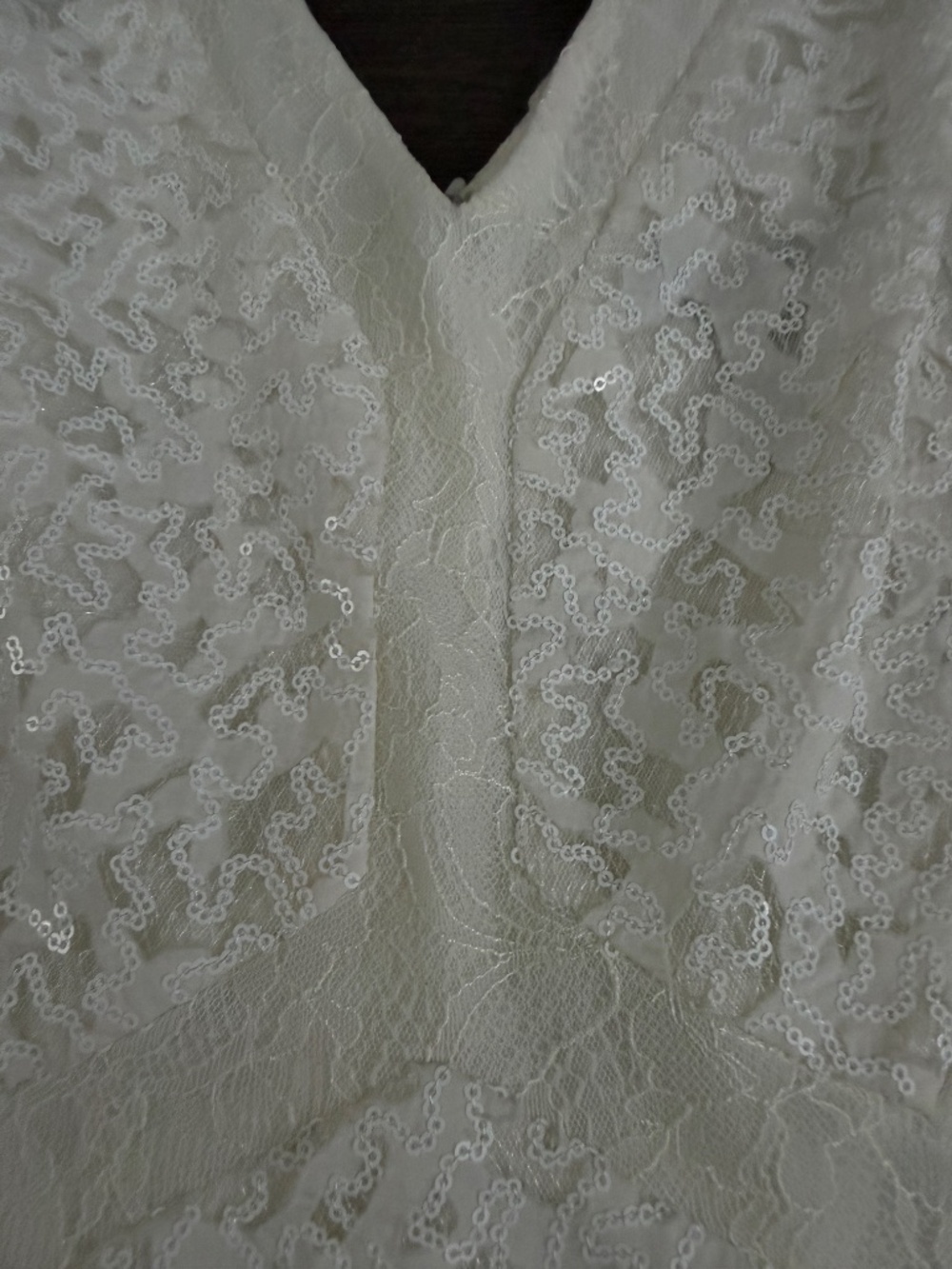 BCBG MAXAZRIA OFF WHITE "GRACIE" SEQUIN LACE SLEEVELESS A-LINE DRESS SZ 8 $338 - Picture 6 of 13